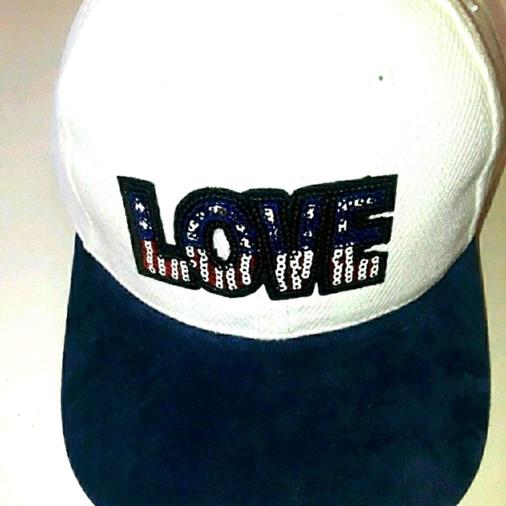LOVE Adjustable Baseball Cap White Color.
